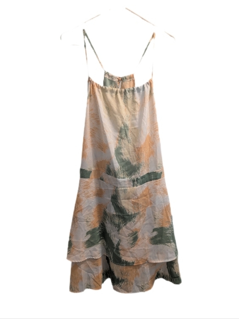 SHEIN CURVE Brushstroke Print Summer Dress Green & Tan 2XL